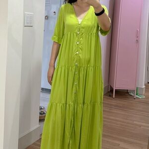 Zara Apple Green Flowy Maxi Dress